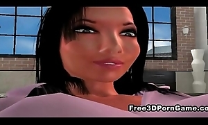 Sexy 3D cartoon brunette hottie acquires her pussy licked
