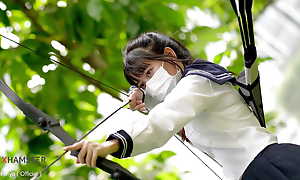 Japanese Student Girl Study for Archery Class