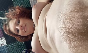 Unsuccessfully real hairy hippie Rachel Wriggler stands over her phone mid wank painless she needed to change some batteries