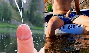Straight guy cums passionately while rafting down the geyser