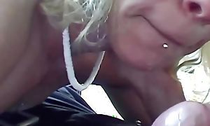 A tattooed blonde nipper from Germany pleasing a horseshit in POV