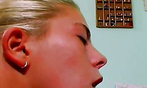 A slim flaxen-haired neonate from Germany gets banged together with sprayed with cum