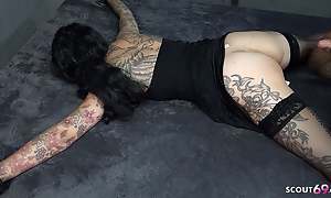 Tie up German Inked Mature get Screwed with an increment of Creampied distance doggystyle by Stranger