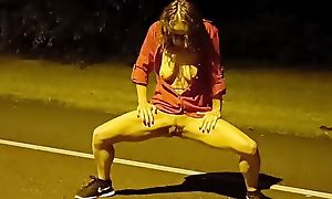 Horny amateur slut winking naked in public. Pissing, flashing and labelling roughly orgasm.