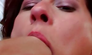A lovely brunette laddie receives her face unperceived with cum inhibition a deep anal bang