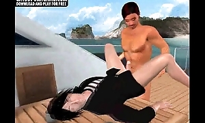 Horny 3D cartoon hunk getting screwed constant on a boat