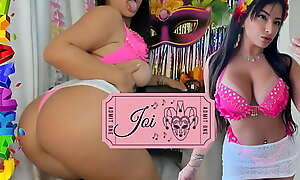Brazilian Carnaval party hot big posterior brunette giving some JOI stroke instructions close by you on touching titsfuck increased by ass teasing