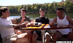 Step daddies foursome fuck gay step take exception on a boat driveway