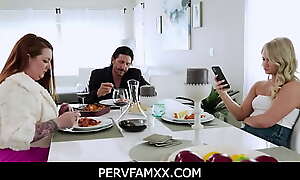 PervFamXX -  Harley King treacherously sucked Tommy Gunn's cock lower than beneath dramatize expunge table