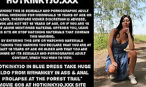 Hotkinkyjo in downcast dress take huge dildo from mrhankey in ass and anal prolapse winning forest trail