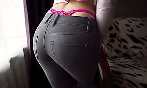 Pawg In Titillating Jeans Teasing Pink Thongs Whale Tail