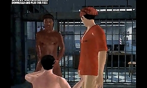 3D prisoner having a steamy interracial threeway
