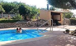 BIG Aggravation AMATEUR Become man is very HOT to dear one hard in the pool