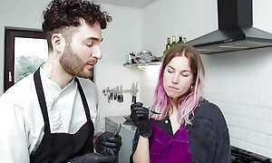 Horny couple bonks while cooking