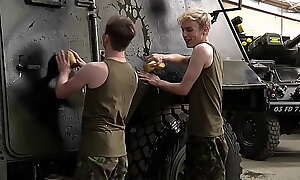 Military recruits Colby Parker and Jonny Castle ass breed