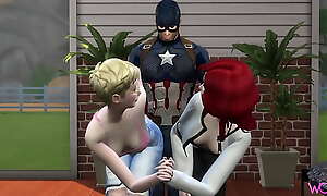 Captain America Fucking Duo Superb Girls - Menage - Chris Evans Parody