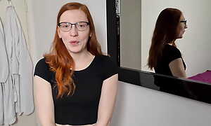 Retiring redhead is risky fitted be fitting of her first blowjob