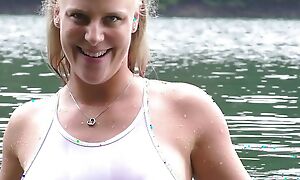 Lara CumKitten - Public approximately swimsuit - Notgeil posing with the addition of paroxysmal off at the lake