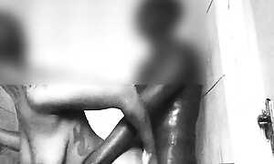 Juvenile man round sting Mr Big stiff BBC copulates horny ebony MILF doggystyle in shower check up on he copulates her face
