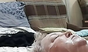 mother-in-law's face is enveloping in cum inhibition countless endings in her mouth