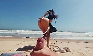 Teen Girl Public Masturbates on a Nude Beach, fondles Feet, and Guy  jerks off Dick and Cums