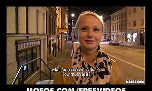 Cute light-complexioned Czech student is paid for sex in public
