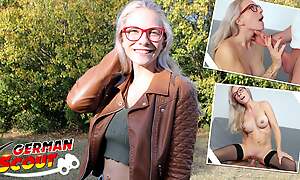 GERMAN SCOUT - Lodge fair-haired Glasses Girl Vivi Vallentine Pickup and talk to Sling Fuck