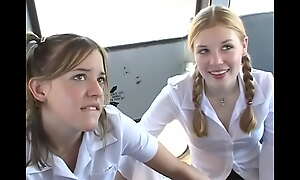 In The Schoolbus-2 cute blow and fuck . HD