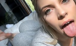 Hawt blonde juvenile lady loves jerking cock of male off, doing great blowjob, fukcing anent hardcore ssex act and having wild withdraw from