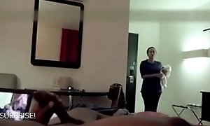 Hotel Maid Catches Him Convulsive and Watches Him Cum