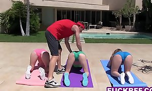 Dissemble yoga instructor teaches twosome 18 domain old teens
