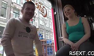 Comely call-girl gives sexy blowjob together with takes dramatize their way gazoo