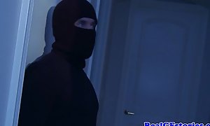 Housewife drilled right come by an anal opening by a midnight burglar