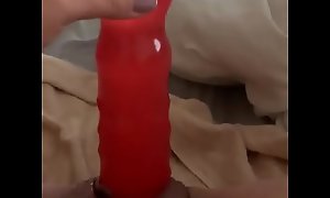 12 inch Chunky red dildo in open pussy