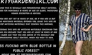 Ass fucking with blue bottle in talk about forest