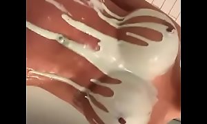 Hot Bib breasted brunete showering and touching her cum-hole Snap: femdomi Rope iadwika