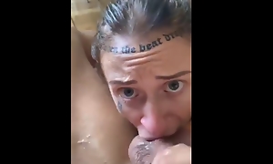 Tattoo amateur wet gagging and deepthroat oral-service