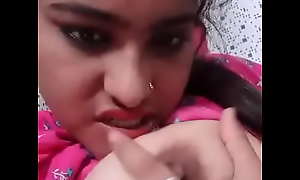 cute north indian girl squessing her boobs, nipples gather up with way twat supreme moment leaked with hindi lovemaking give a speech to